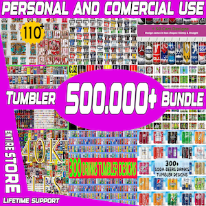 500K Bundle 20oz Tumbler Wrap, 20 oz Skinny Tumbler Sublimation Designs, Digital Download, Commercial.