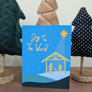 Tarjeta de felicitación de la Natividad / Tarjeta de Navidad / Tarjeta de felicitación festiva / Tarjeta de alegría para el mundo / Tarjeta en blanco