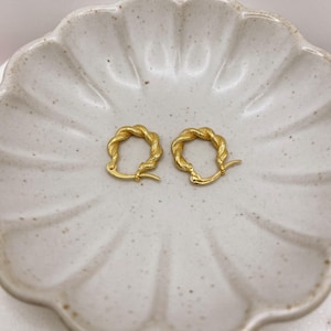 Gold Hoop Earrings, 18k Plated Gold, Sterling Silver 925, Gift for Her