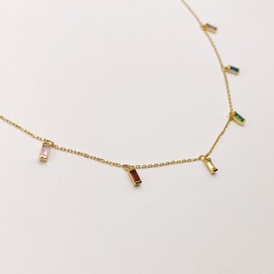Gemstone Gold Necklace, colorful, 18k Plated Gold, Sterling Silver 925, Gift for Her
