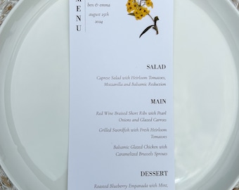 Pressed Floral Wedding Menus