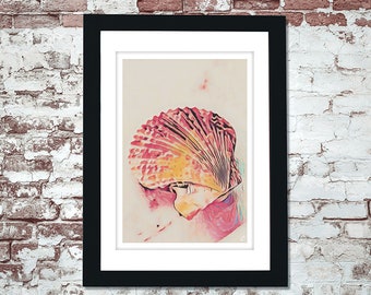 Scallop Seashell Vintage Style Print