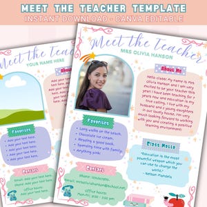 Meet the Teacher Editable Canva Template - Meet the Teacher Night Template - Teacher Introduction - Back to School - Pastel Classroom Theme