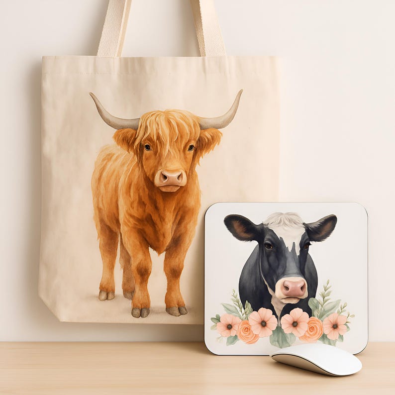 Watercolor Cows Clipart Set: 48 PNG Designs With Transparent Background ...