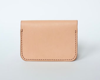 Handmade Italian Leather Bifold Card Wallet in Natural Leather | Small, Stylish, & Classic