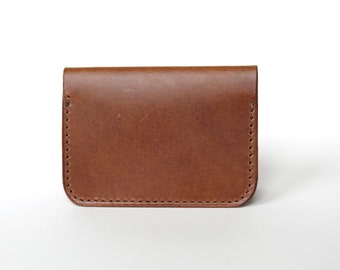 Handmade Italian Leather Bifold Card Wallet in Tan Leather | Small, Stylish, & Classic