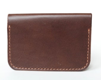 Handmade Italian Leather Bifold Card Wallet in Dark Brown Leather | Small, Stylish, & Classic