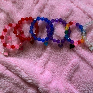 Acrylic Beaded Bracelet With Heart Charm