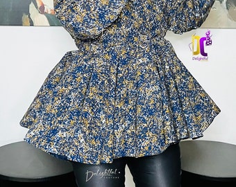 Custom 720-Degree Peplum Blouse - Crepe Fabric Women’s Top, Ready to Wear, Peplum Design