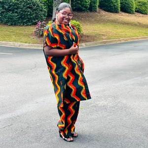 3-Piece African Print Ankara Matching Set – Fitted Top, Wide-Leg Pants & Flowing Kimono | Women&#39;s African Fashion | 50% OFF + Free Shipping