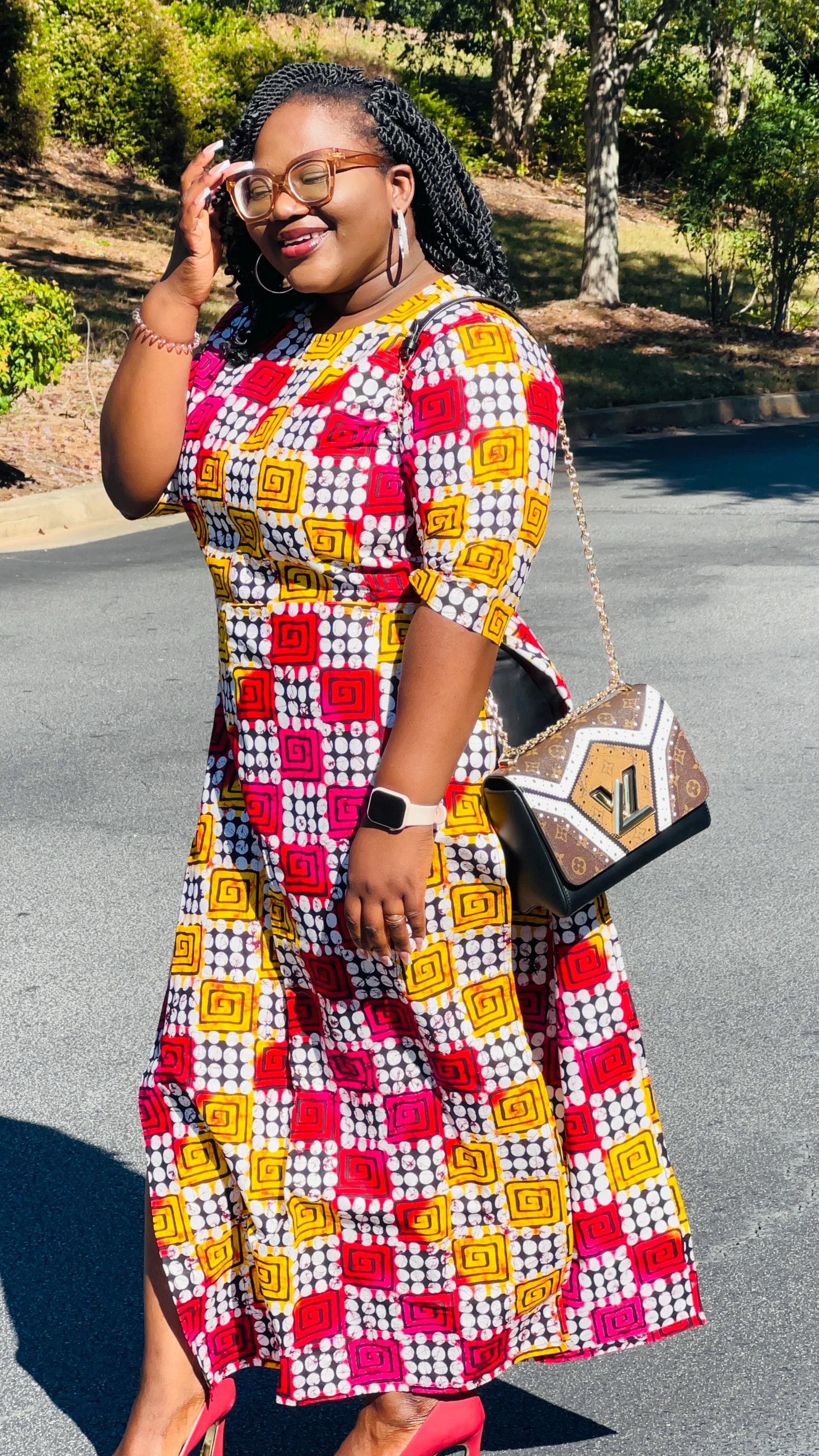 Long Pencil Dress With Side Slits - Hand-crafted African Wax