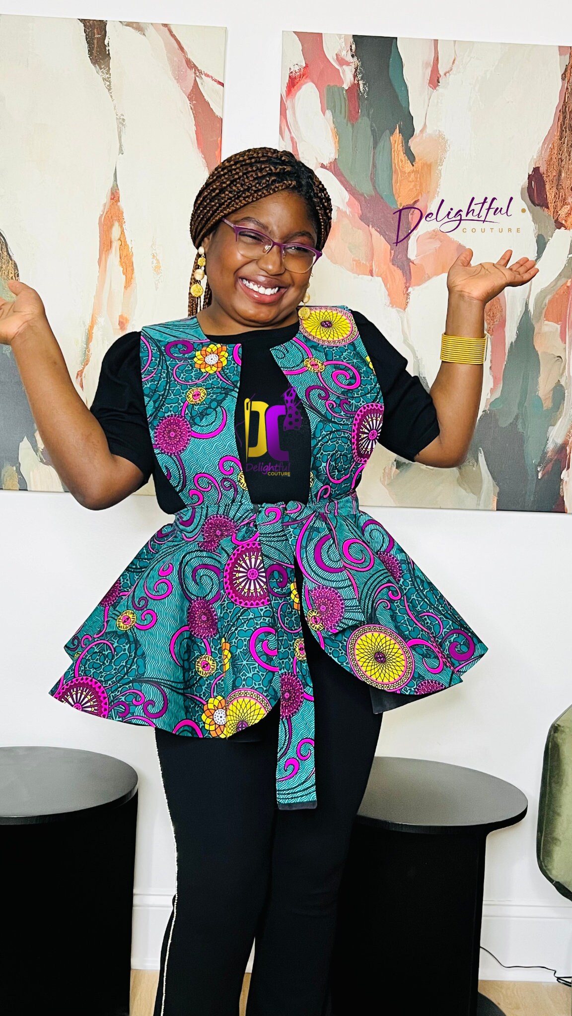 Stylish 720-degree Ankara Pinafore Peplum - Custom Made Women's