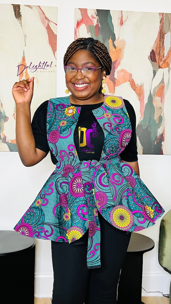 Stylish 720-degree Ankara Pinafore Peplum - Custom Made Women's