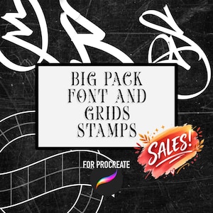 Procreate Lettering Brush Set | 1 Font | 100+ Grids | Calligraphy Script Stamps | Lettering Bundle for iPad | Digital Brushes for Procreate