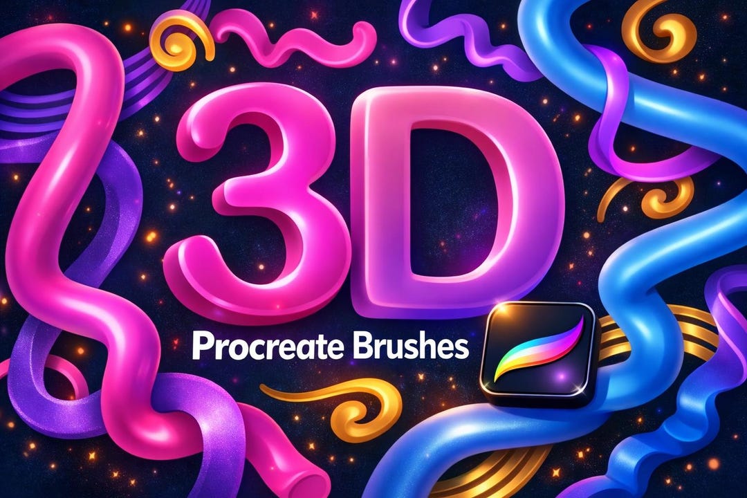 3D Brushes for Procreate – Tattoo Design & 3D Lettering Brush Set ...