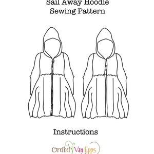 Tallas para niños y adolescentes. Patrón de costura con capucha Sail Away. Archivo PDF. 2-16 años.