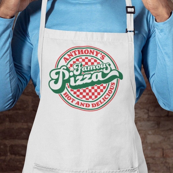 Personalized Logo apron, custom text and name, customized pizza print apron, pizza oven apron, kitchen apron,, Chef Gift, for men and women