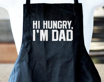 Hi Hungry I'm Dad, Fathers Day Gift, Barbecue Apron, BBQ Accessories, Gifts for Dad, Dad Joke Apron, Gift Ideas for Dad, Grilling Apron