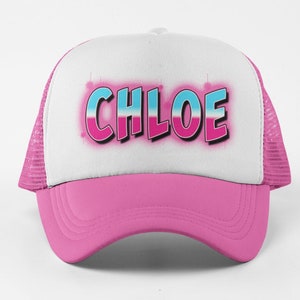 Custom Airbrush style name Snapback Trucker Hat. For Groom, Bride, Bachelor Party, Bachelorette Party, family vacation,  cruise, reunion