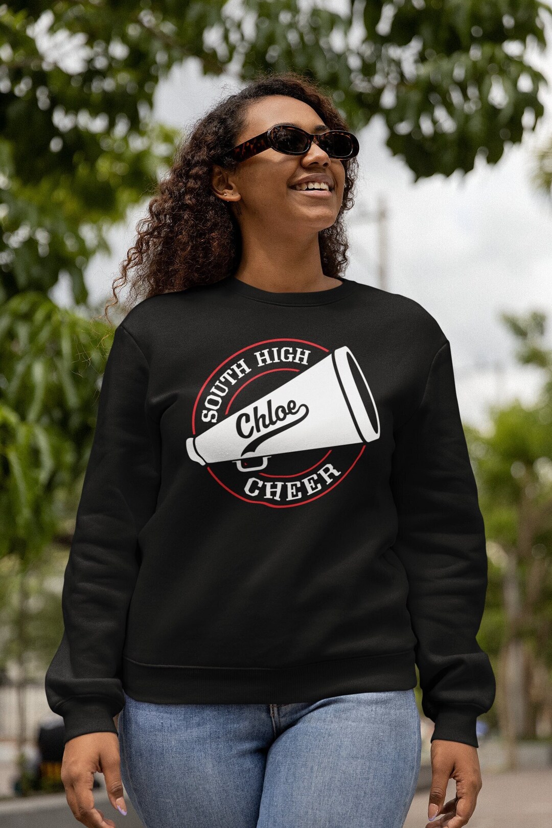 Personalized Cheer Sweatshirt Cheerleading Spirit Custom Cheer