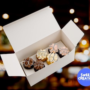 Feliz cumpleaños y 60.° aniversario: adornos para cupcakes con purpurina y espejo