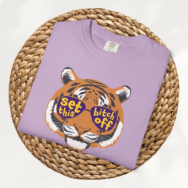 Tiger Game Day Glasses T-Shirt, Football Tailgate Casual Tee, Vintage Style Shirt, Unisex LSU Mascot Football Shirt