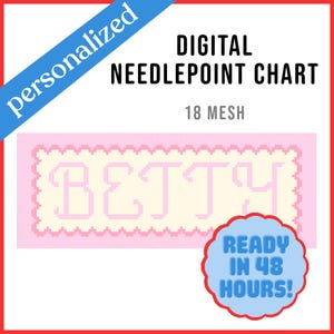 Personalized Name/Word Needlepoint Chart -  Bespoke Needlepoint and Cross Stitch up to 10 letters - Digital PDF Chart Made to Order