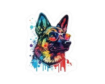 CoolDogs German Shepherd Sticker: Colorful Dog Art Decal