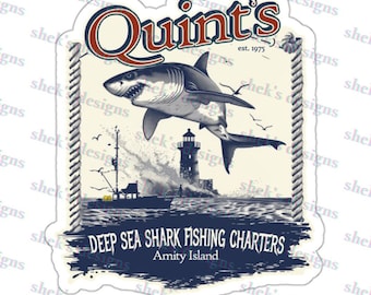 Quint's Shark Fishing Charters Sticker - Jaws Movie Inspired (Kiss-Cut)