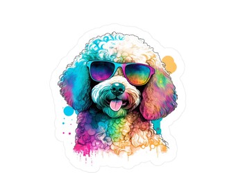CoolDogs Poodle Sticker: Funky Sunglasses, Colorful Vinyl Decal