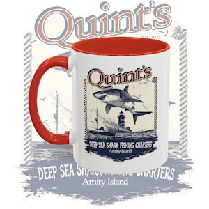 Morning Catch - Accent Coffee Mug (11, 15oz) Gift for him, her, birthday, fishing hobby, jaws, quint, movie classics