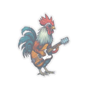 Sticker Haan die gitaar speelt | Kiss-cut vinylsticker