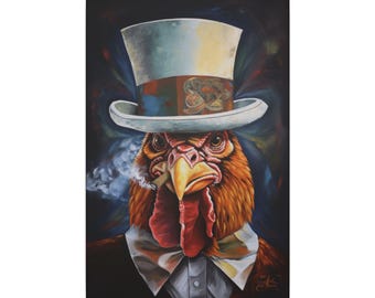 The Cocky Rooster Portrait Canvas