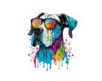 CoolDogs Great Dane Sticker: Colorful Sunglasses Vinyl Decal
