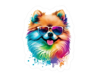 CoolDogs Pomeranian Sticker: Colorful Dog Art, Laptop Decal
