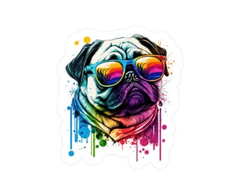 CoolDogs Pug Sticker: Funky Sunglasses Vinyl Decal