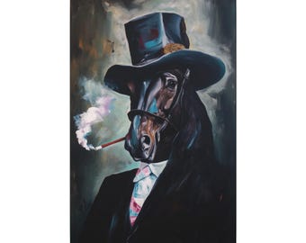 Smoking Horse Gentleman Canvas