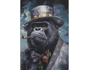 Dapper Smoking Gorilla Canvas