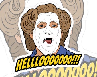 Meringue Mask Beauty Regimen face mask saying HELLOOOOOOO!!! Sticker
