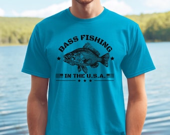 Fishing T-Shirt, Bass Fishing in the USA T-Shirt, Fishing Shirt, Fishing Dad, Best Fishing Gifts