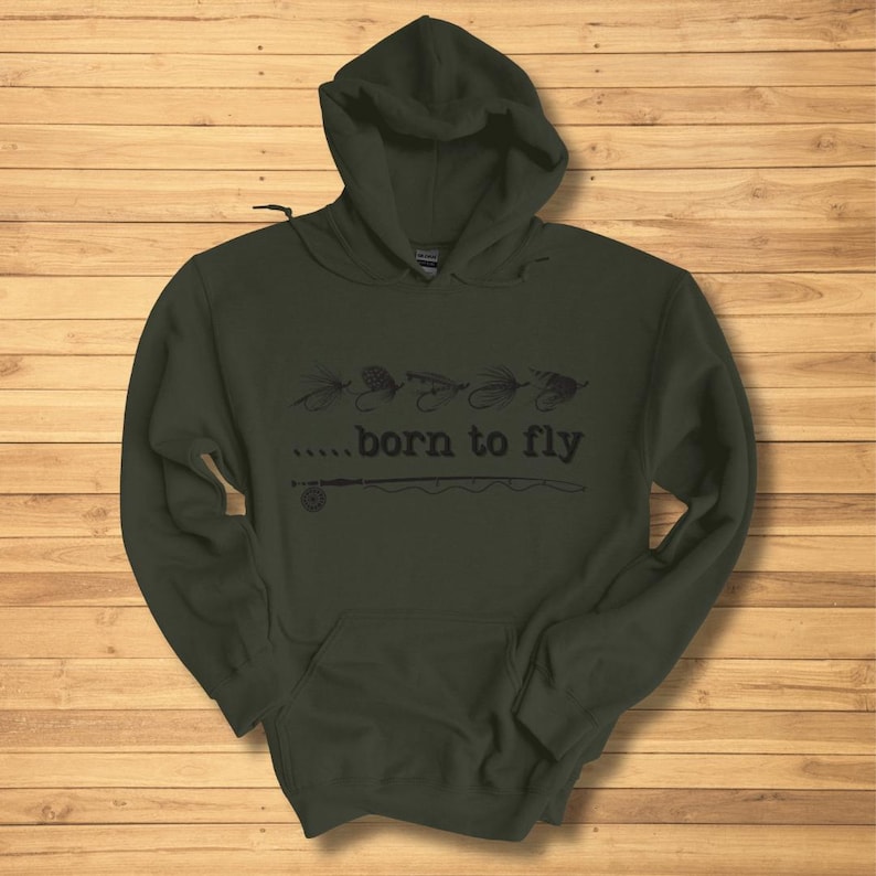 Fly Fishing Sweatshirt, Born To Fly Long-Sleeve Hoodie, Fly Fishing Shirt, Fishing Dad Gift