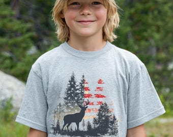 Youth Tee, USA Deer Youth T-Shirt, Kids Hunting Shirts, Deer Hunting Shirt