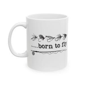 Coffee Mug, Born To Fly, Fishing Coffee Mug, Fishing Coffee Cup, Fly Fishing, Fly Fishing Gift