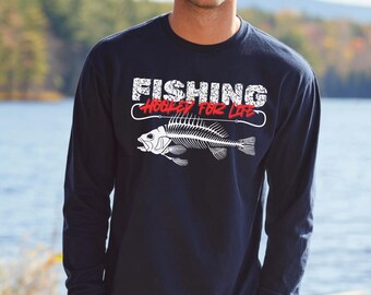 Fishing Tee, Fishing Hooked For Life Long Sleeve Tee, Fishing Shirt, Fishing Dad, Best Fishing Gifts