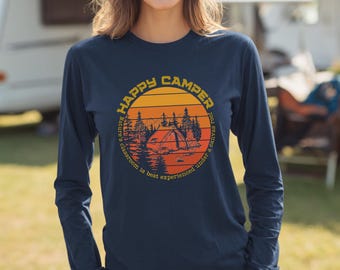 Camping Shirt, Happy Camper Long Sleeve Tee, RV Shirt, Camper Gifts