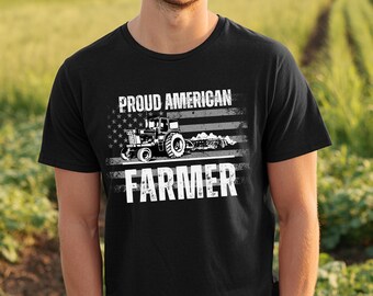 Farming Shirt, Proud American Farmer T-Shirt, Farm Dad Shirt, Tractor Shirt
