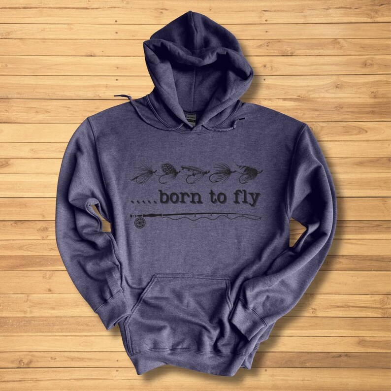 Fly Fishing Sweatshirt, Born To Fly Long-Sleeve Hoodie, Fly Fishing Shirt, Fishing Dad Gift