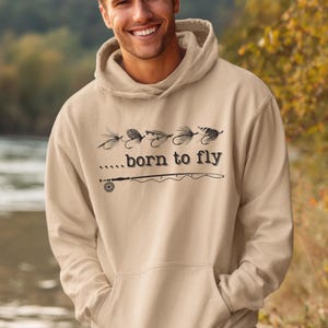 Fly Fishing Sweatshirt, Born To Fly Long-Sleeve Hoodie, Fly Fishing Shirt, Fly Fishing, Fishing Dad Gift, Fishing Mom Gift, Fishing Dad