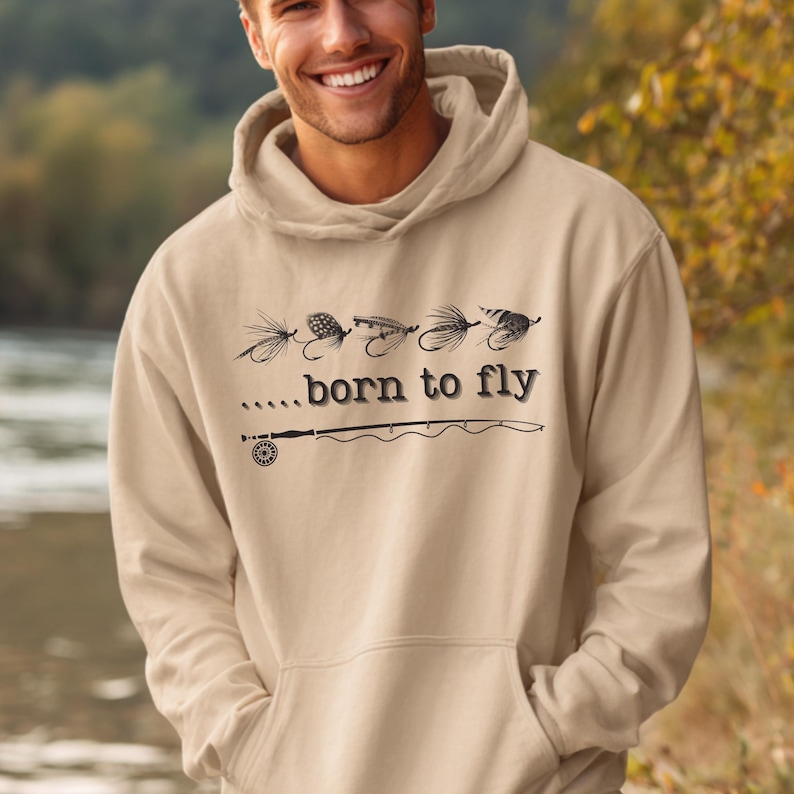 Fly Fishing Sweatshirt, Born To Fly Long-Sleeve Hoodie, Fly Fishing Shirt, Fly Fishing, Fishing Dad Gift, Fishing Mom Gift, Fishing Dad