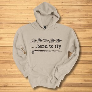 Fly Fishing Sweatshirt, Born To Fly Long-Sleeve Hoodie, Fly Fishing Shirt, Fishing Dad Gift
